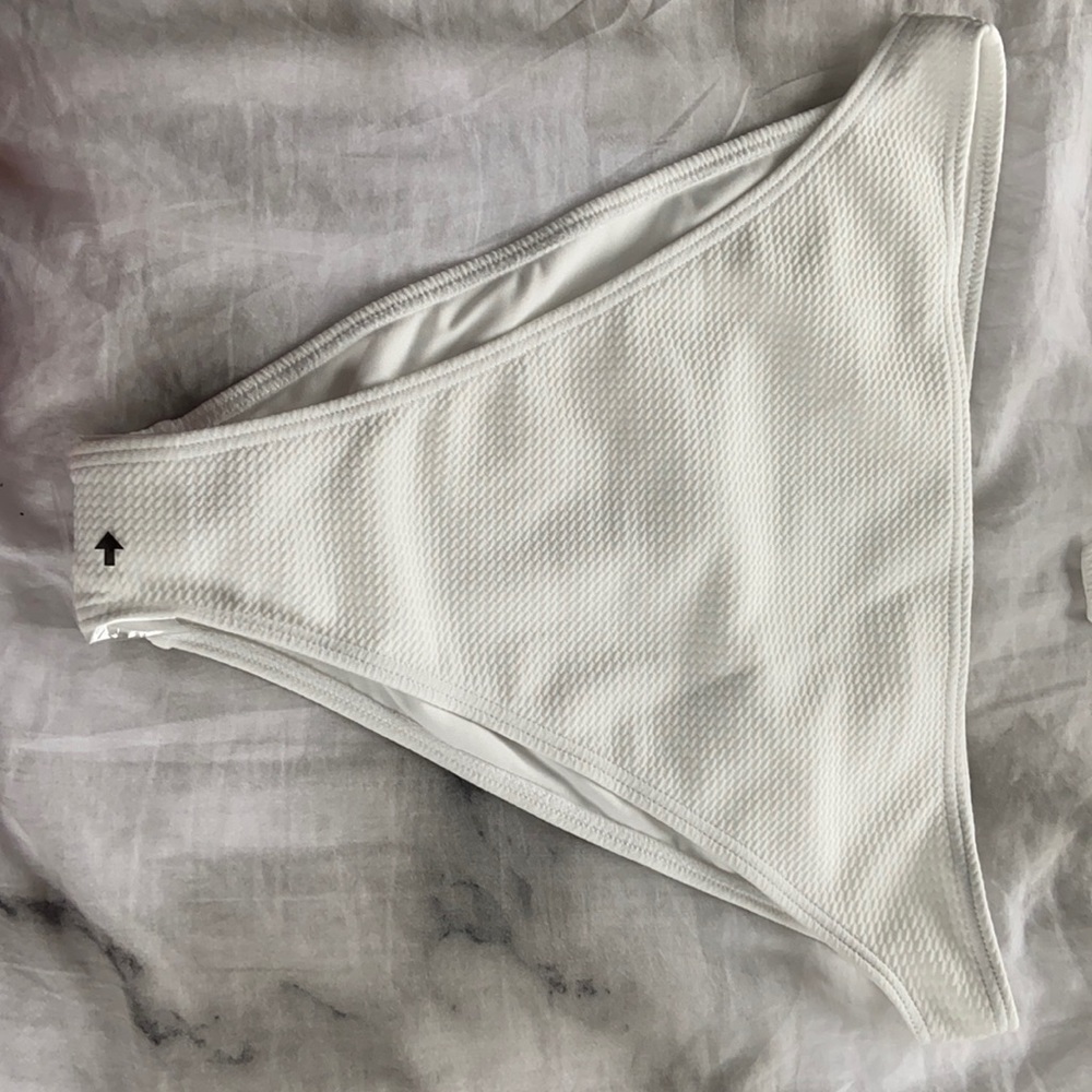 White high-waisted bikini bottom